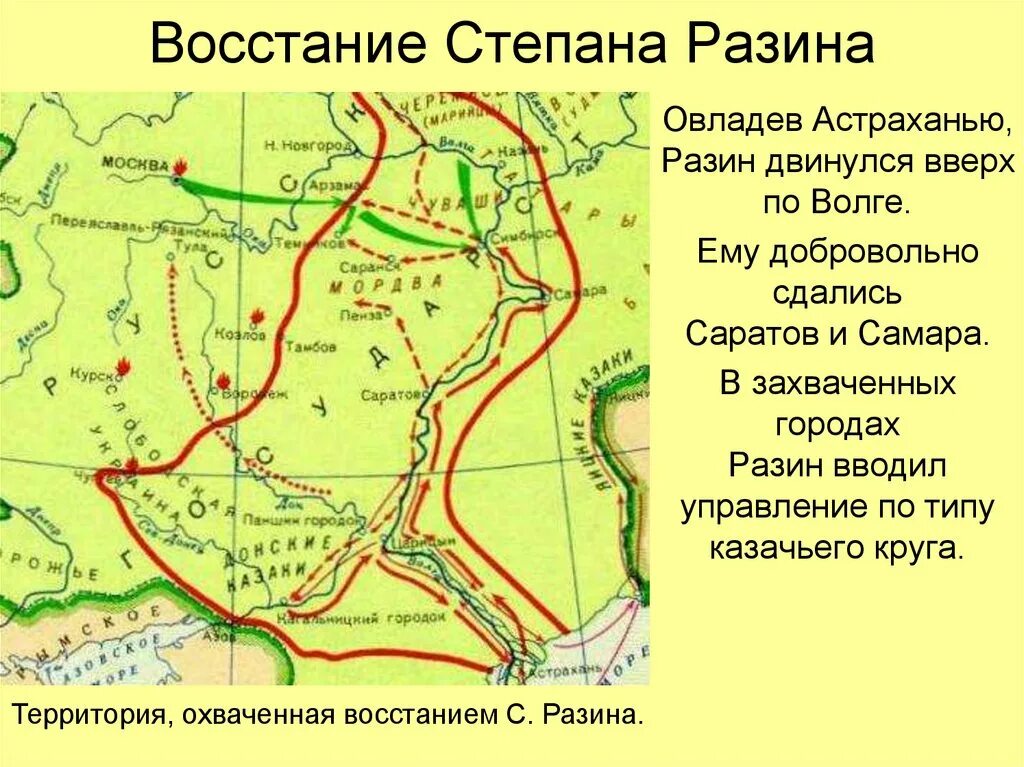 Основные события этапов восстания степана разина. Восстание Степана Разина 1670-1671. Походы Атаманов Степана Разина в 1670-1671. Восстание под руководством Степана Разина карта. Карта Восстания Степана Разина 17 век.