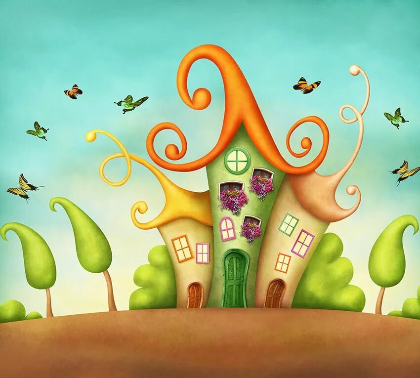 Воображение 4 буквы. Сказочный домик. Сказочные домики мультяшные. Сказочный домик иллюстрация. Сказочный домик для детей.