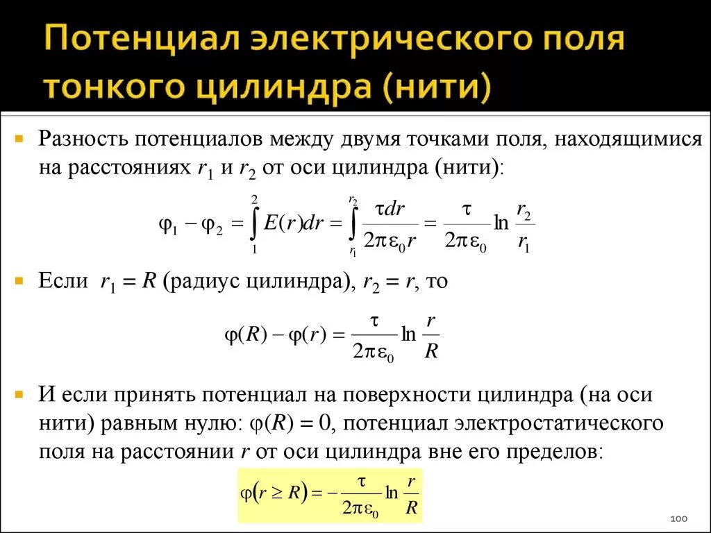 Потенциал поля цилиндра