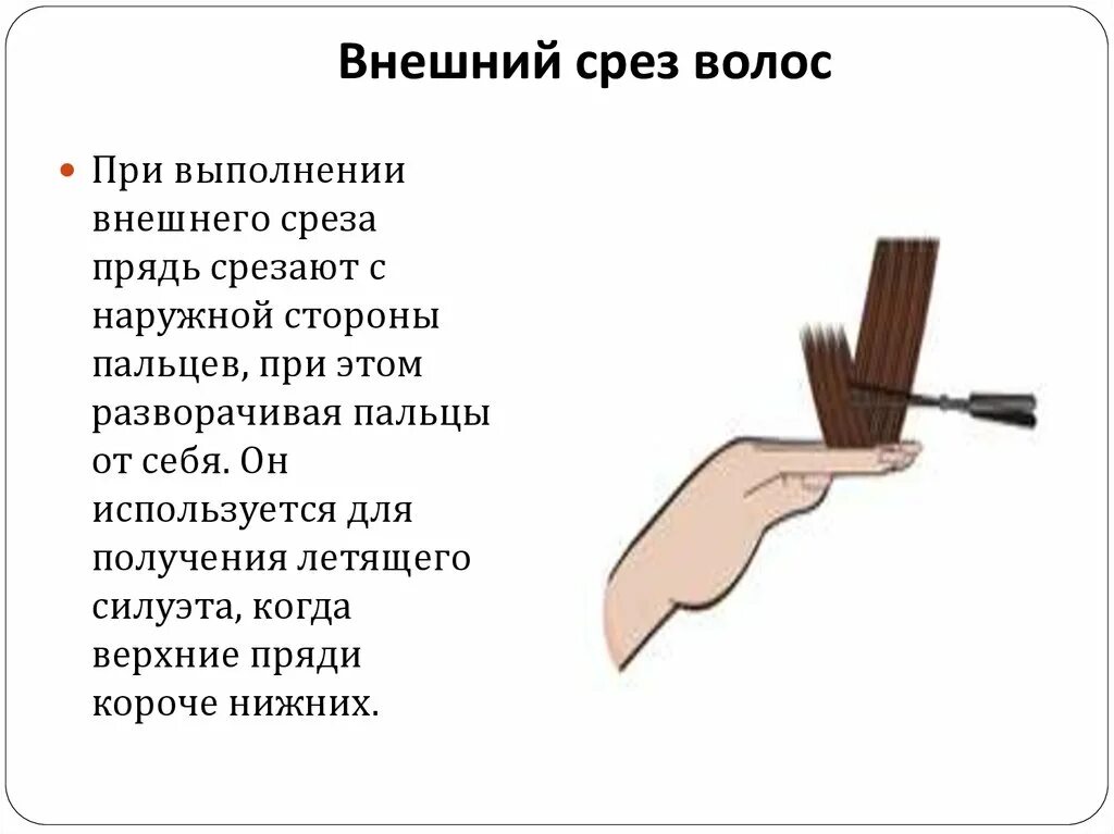 Острый срез волос схема. Внешний срез волос схема. Виды среза волос при стрижке кончиков. Зубчатый срез волос схема.