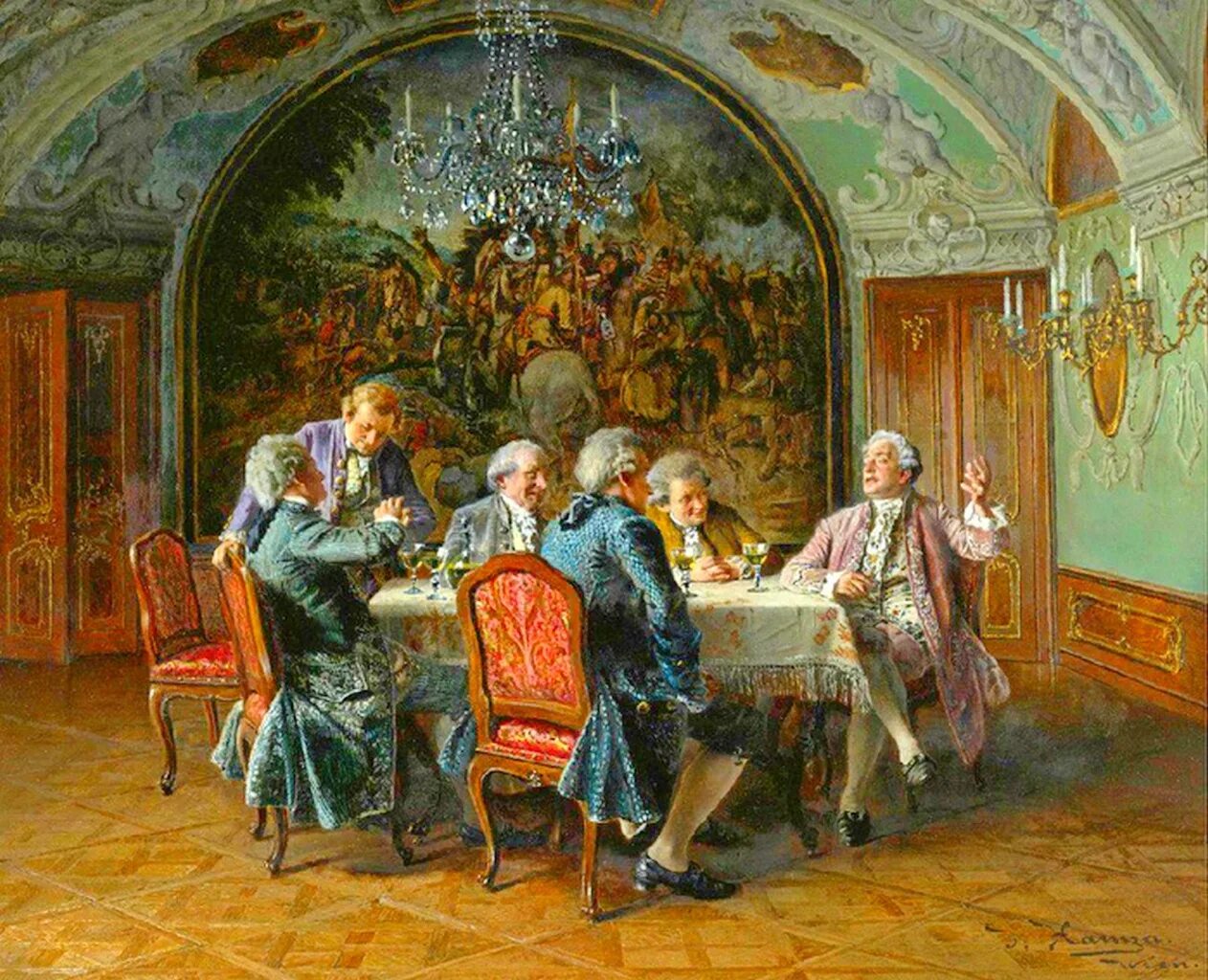 Европейское общество 18 века. Johann Hamza (1850-1927). Художник Johann Hamza. Йоханн Хамза (Johann Hamza),1850-1927. Художник Johann Hamza (Austrian, 1850-1927).