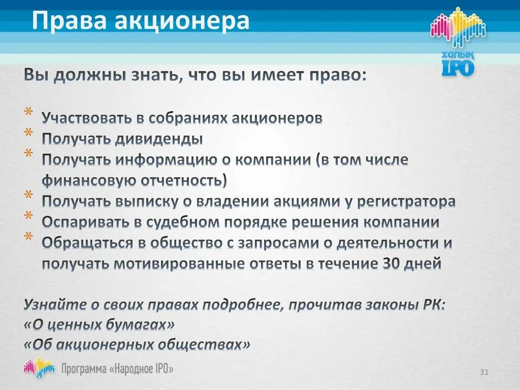 Возможности акционера