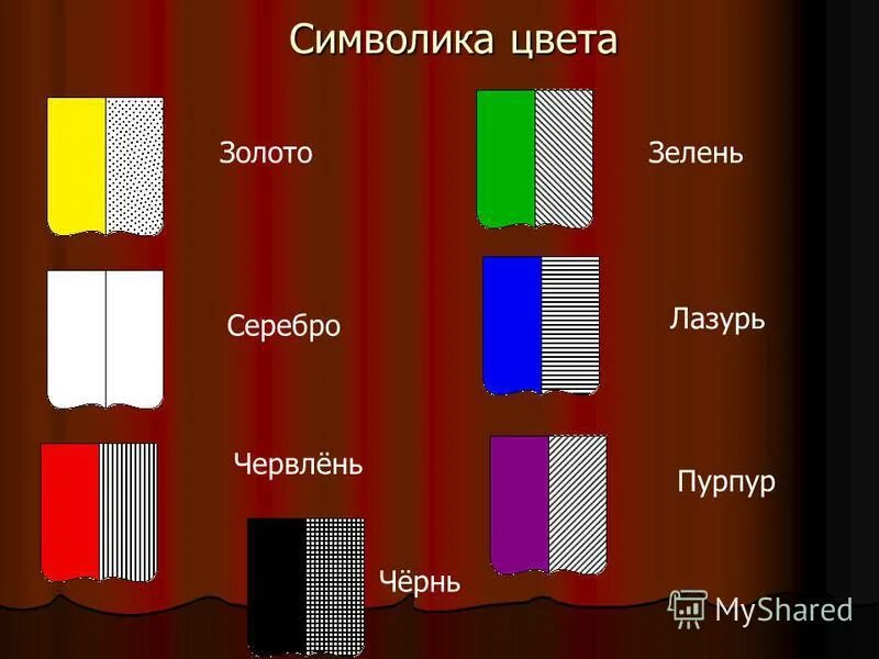 Пурпур (геральдика). Зеленый цвет в геральдике. Символика цвета. Символика красного цвета. Червленый цвет в геральдике.