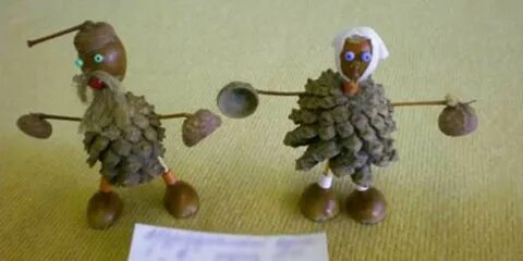 Поделки из шишек и желудей