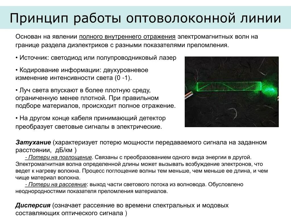 Включается передача данных. Принцип работы волоконно-оптического кабеля. Оптический кабель принцип работы. Принцип действия оптического волокна. Принцип действия оптоволоконного кабеля.