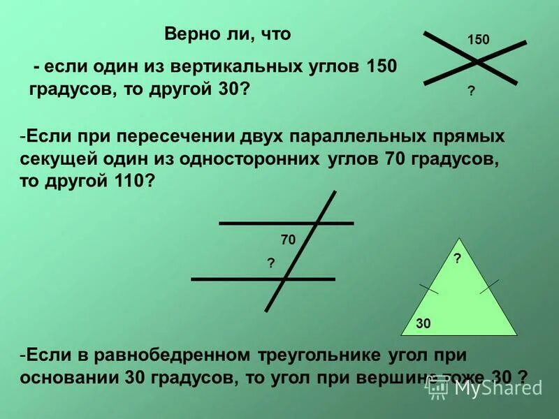Две прямые при пересечении образуют 4 угла
