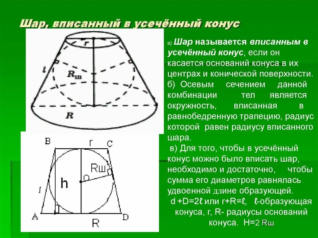 Усеченный конус в шаре. Усеченный конус осевое сечение. Шар вписанный в усеченный конус. Сфера вписанная в усеченный конус. Конус вписан в шар.