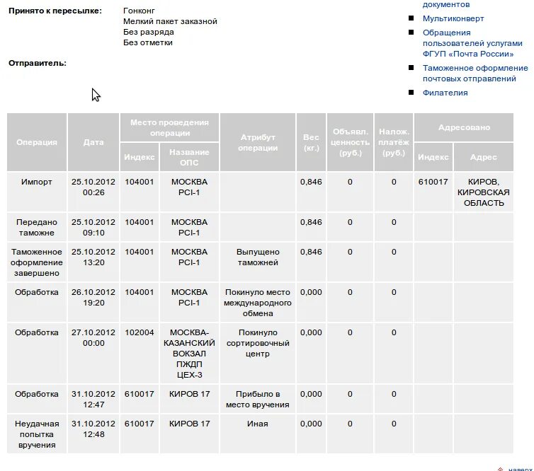 что означает неудачное вручение заказного письма