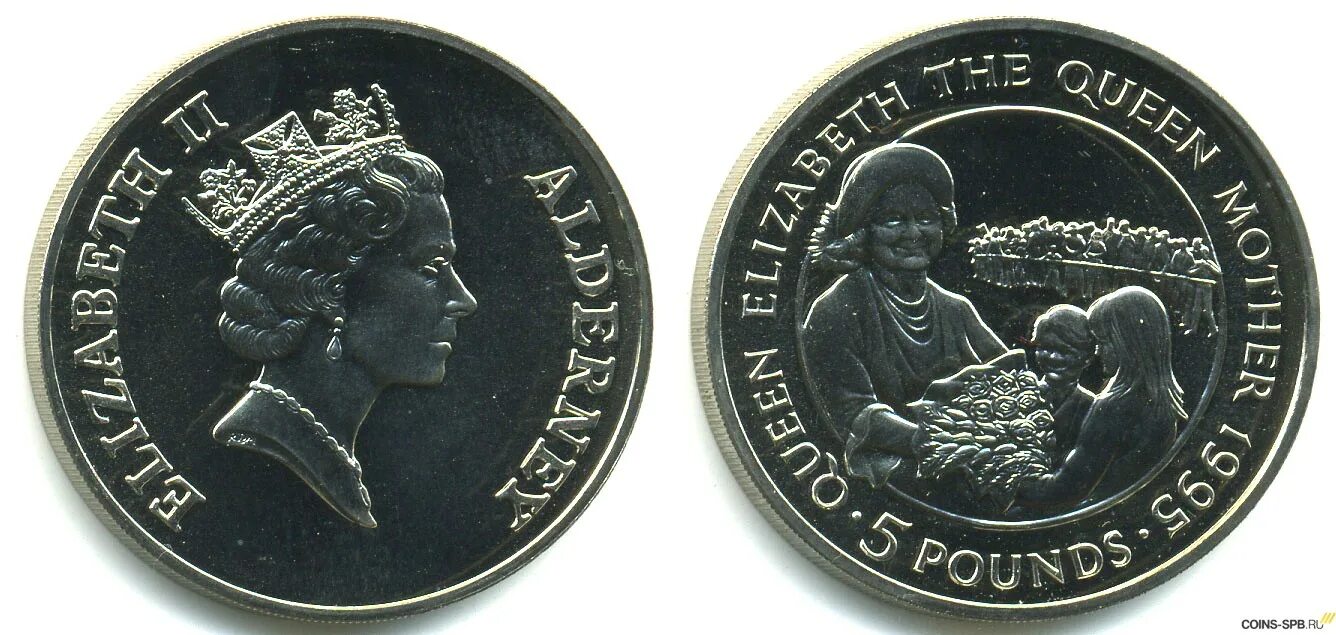 Монета 5 фунтов Великобритания. Монеты Великобритании 5 фунтов 2021. Олдерни 5 фунтов короли Англии. Монета паффин Олдерни.