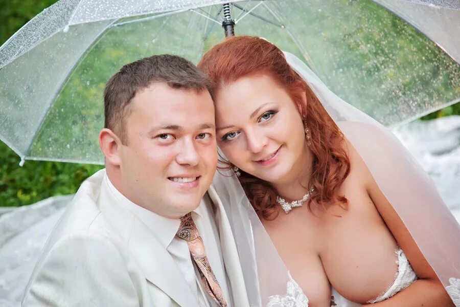 Полные невесты с женихом. Российская свадьба. Невесты с большим бюстом. Нарезки семейной пары