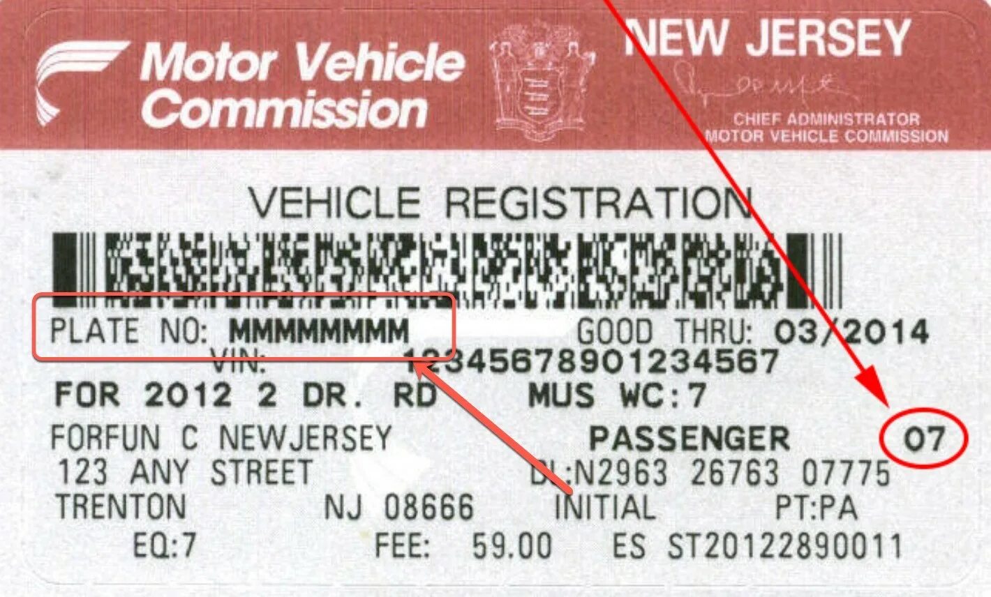 Vehicle Registration. Registration. Vehicle Registration Card. Номера New Jersey. Reg код