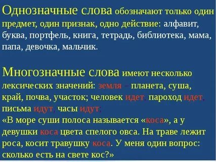 Какие слова являются однозначными