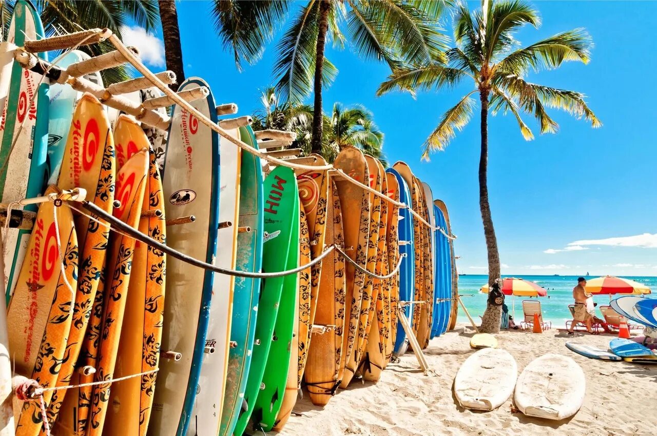 Вайкики Бич Гавайи. Гавайи штат АЛОХА. Шри Ланка серф. Фотозона пляж. Путевка на гавайи