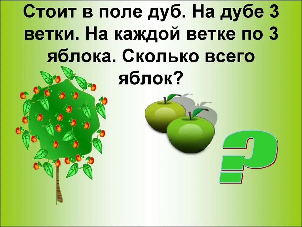 Березка яблоко. Задача про яблоки. Сколько всего яблок. Дерево задач картинка. Задача про яблоки на дубе.