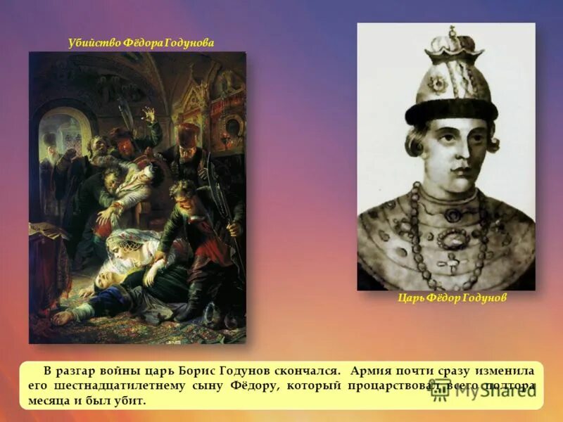 В каком году умер годунов. Фёдор II Борисович Годунов.