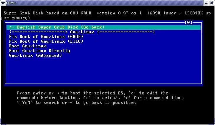 Grub image. Grub image