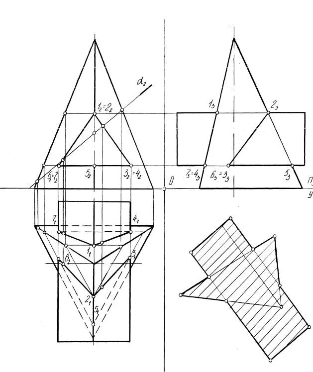 Начертательная геометрия пирамида с призмой. Начертательная геометрия проекция Призмы. Начертательная геометрия Призма. Пересечение поверхностей Начертательная геометрия Призмы. Сечение поверхности плоскостью пирамиды