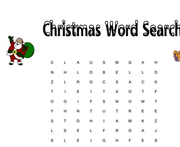 Christmas Wordsearch easy. Words org