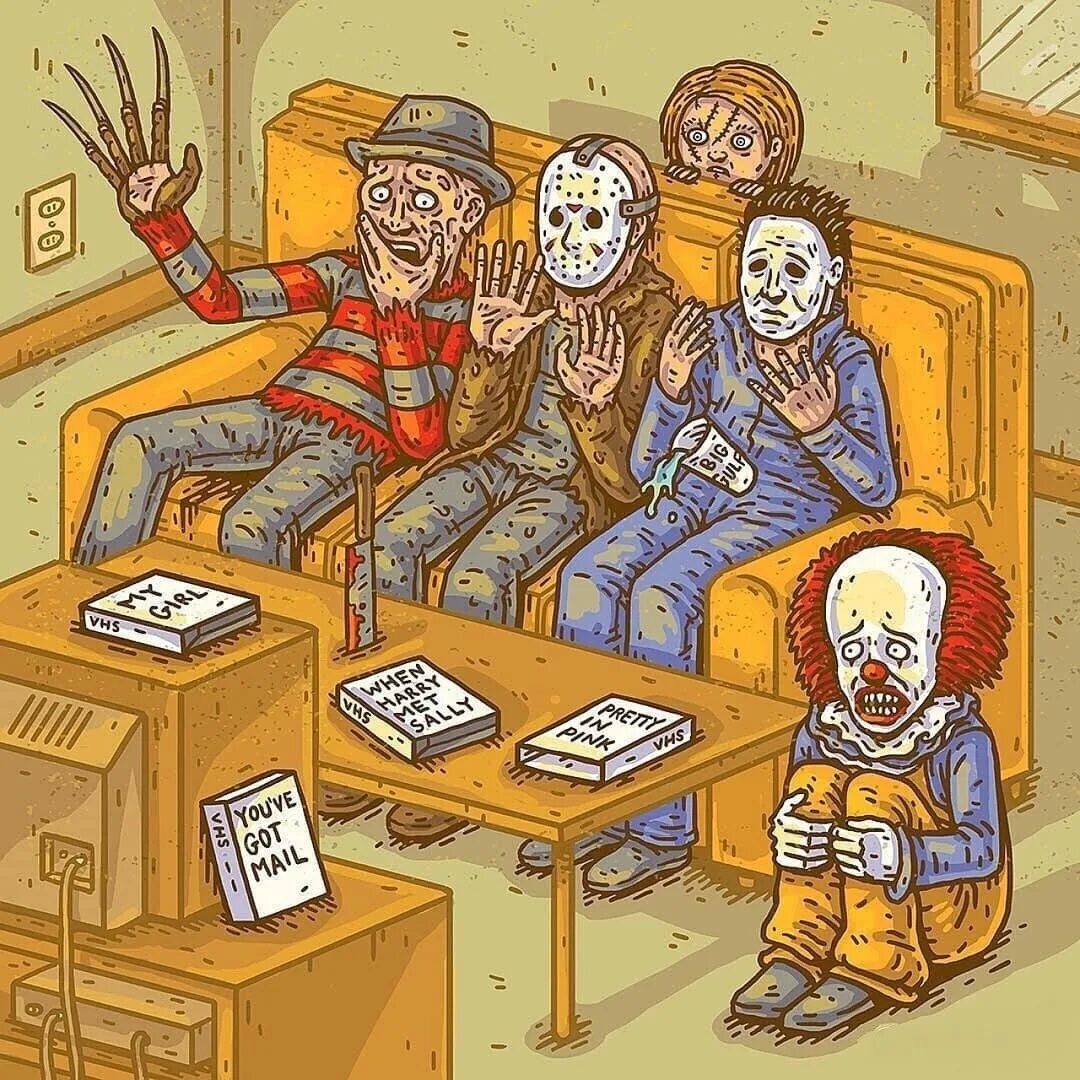 Страх карикатура. Смешные приколы с страшные. Прикольные арты. Жутко юмор. Абсурдный юмор.