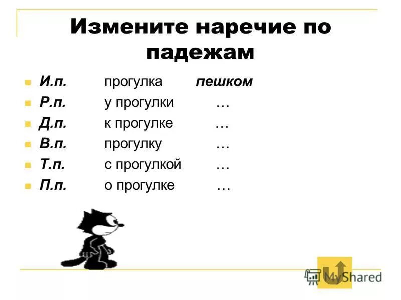 Наречие по падежам. Наречие изменяется по.