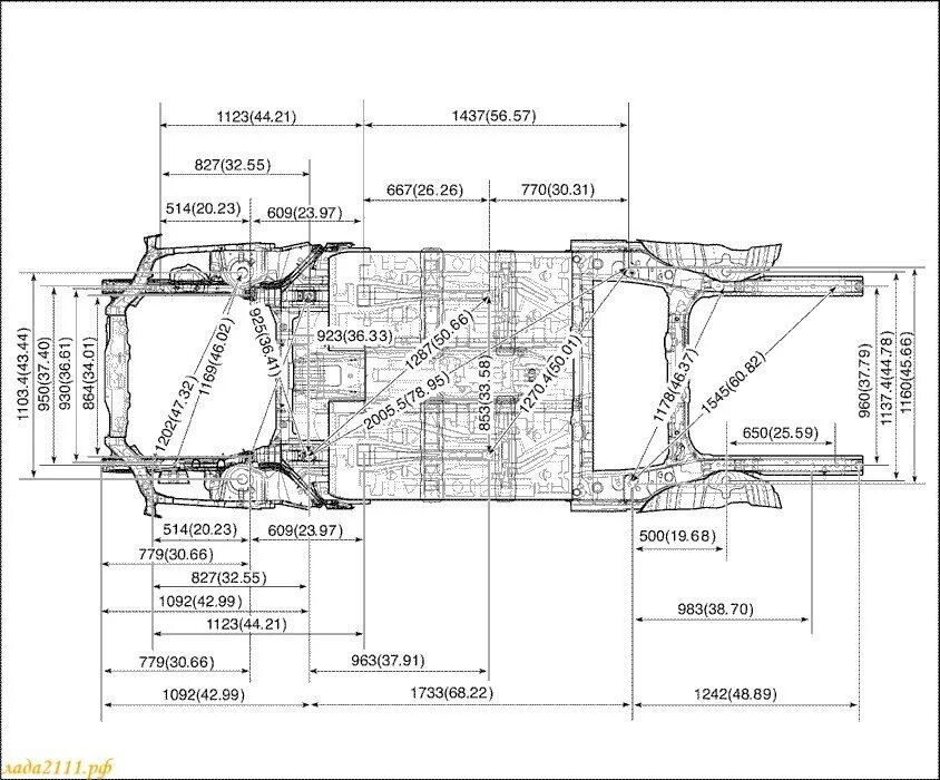 Размеры кузовных ремонтов. Контрольные точки кузова ВАЗ 2110. ВАЗ 2110 седан геометрия кузова. Контрольные точки лонжеронов ВАЗ 2110. Контрольные точки геометрии ВАЗ 2110.