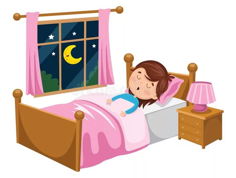 She is sleeping. Сон картинки для детей. Дети спят девочки. Мультяшные кроватки с детьми. Кровать иллюстрация.