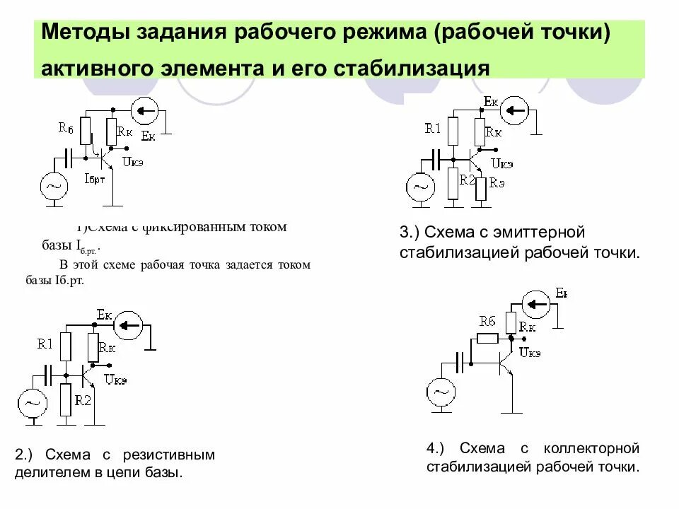 Установка рабочей точки. Построение рабочей точки транзистора. стабилизация рабочей точки транзистора. как определить рабочую точку транзистора. задание рабочей точки биполярного транзистора.