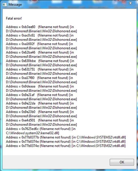 Dishonored Fatal Error address 0x623a37. Ошибки address. Address Error. Error.address 0. Bind address 0.0 0.0