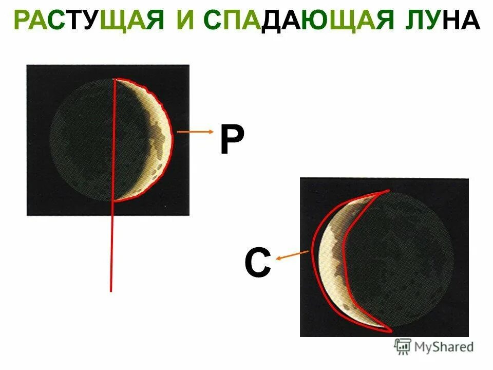 Растущий и убывающий месяц. Растущая и спадающая Луна. Растущая и стареющая Луна. Как понять на убывающую луну.