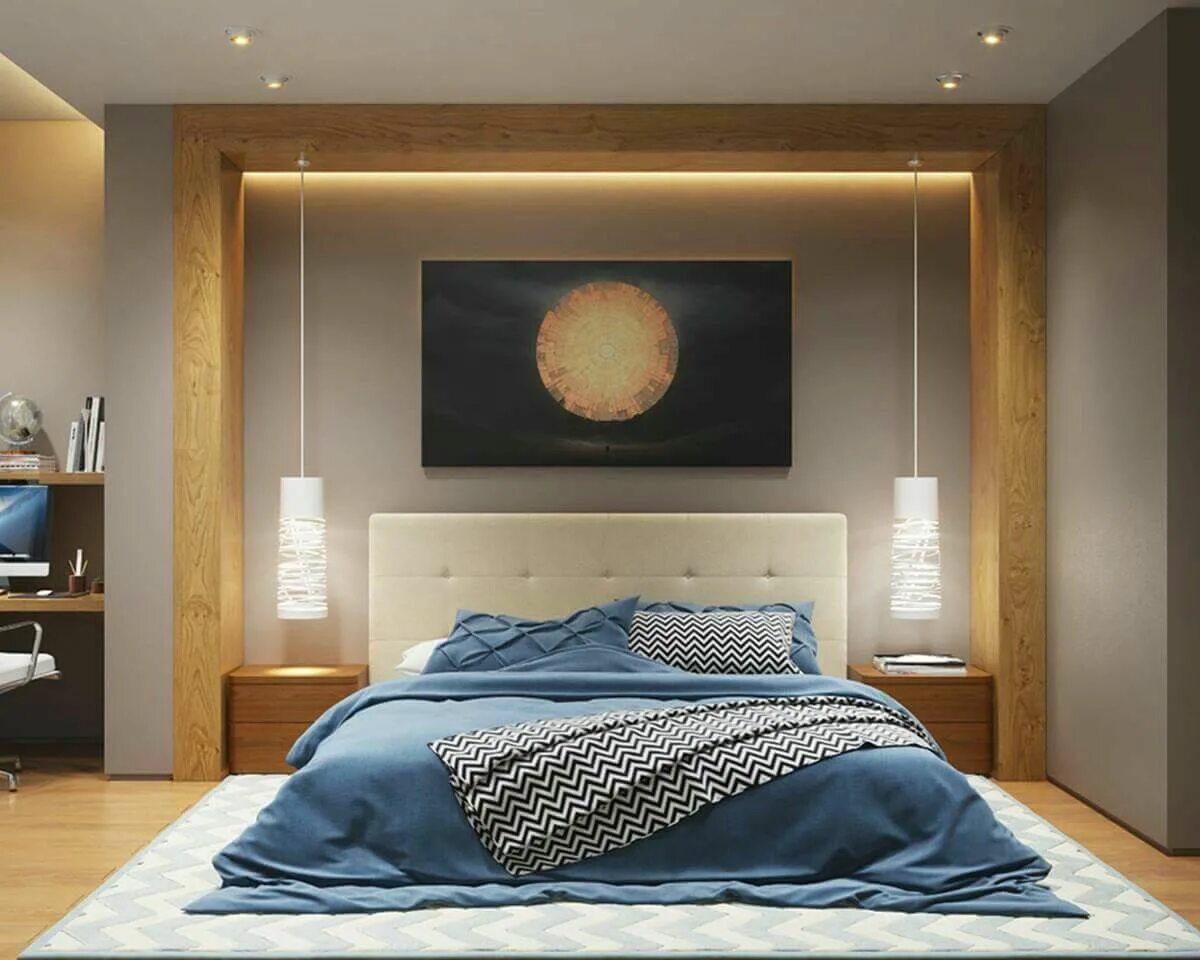 12 кв м. Стена с подсветкой в спальне. Шкаф вокруг кровати. Современные кровати минимализм. Кровать между шкафами.