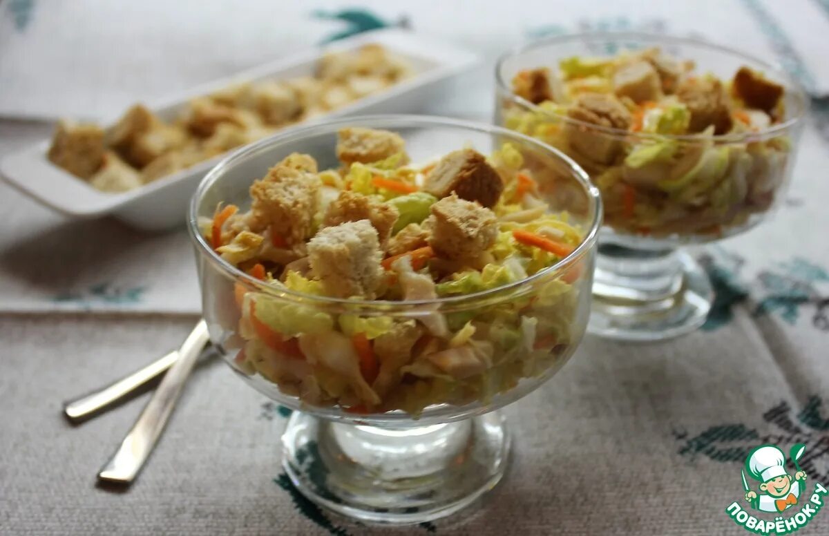 Пекинская капуста с сухариками фото Суп с копчёной курицей, пекинской капустой и рисом рецепты Дзен