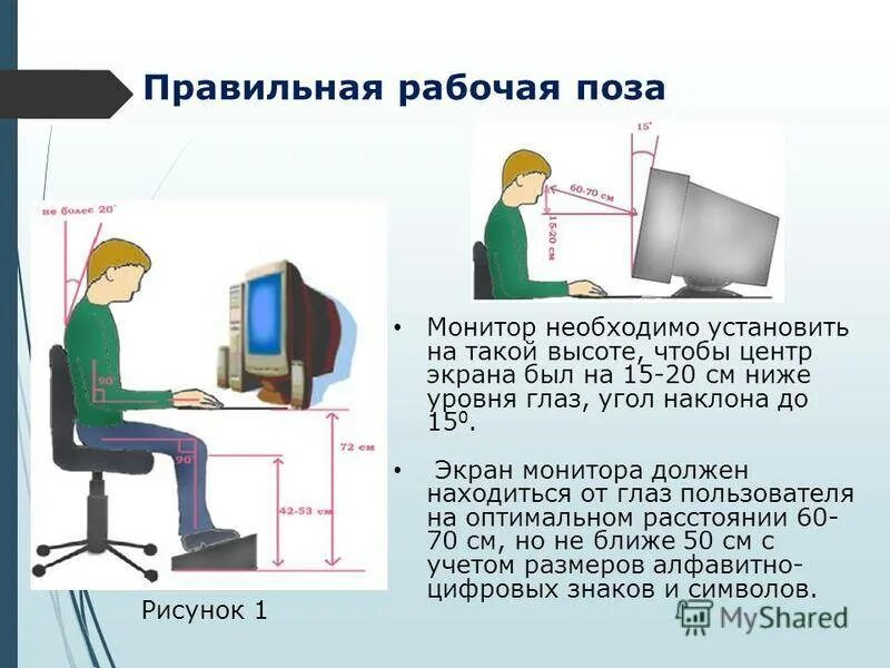 Расстояние монитора от глаз пользователя