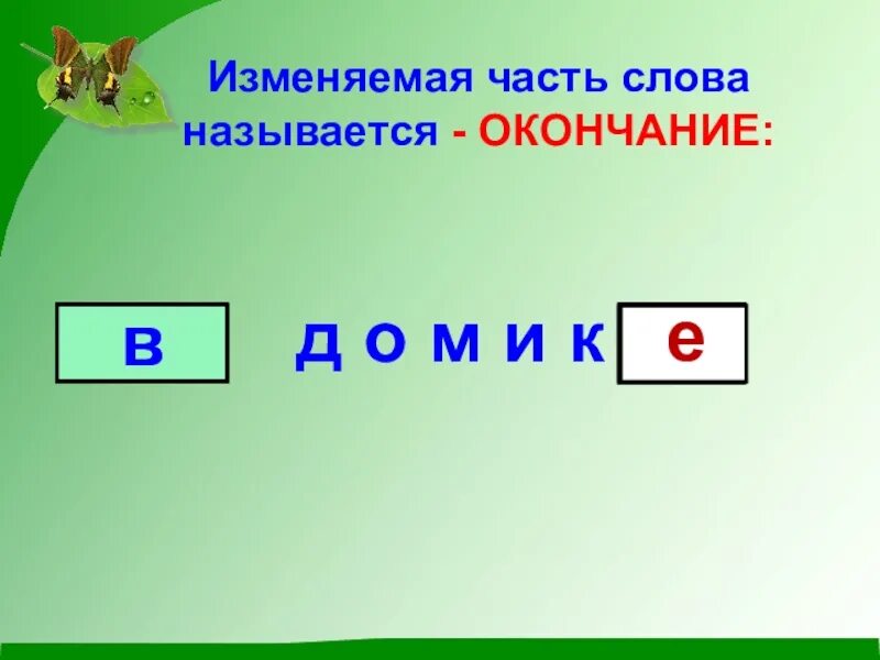 Изменится часть. Изменяемая часть слова называется окончанием. Что такое изменяемая часть. Слова с окончанием д. Изменяемая часть слова называется 2 класс.