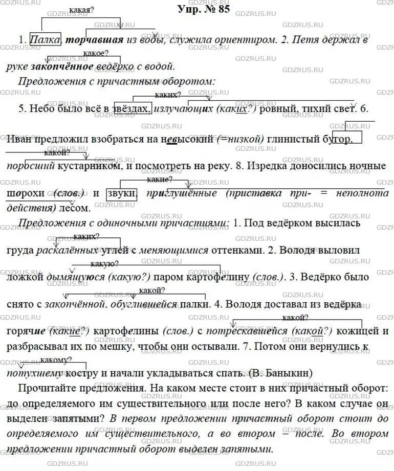 Русс упр 85. Гдз по русскому 7 класс ладыженская. Русский язык 7 класс упражнение 85. Русский язык 7 класс ладыженская упр 85. Гдз по русскому упр 85.