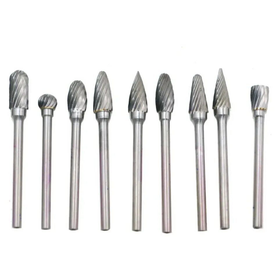 Набор Бор фрез хвостовик 3 мм. Carbide Rotary Burr борфреза твердосплавная вк8 f082006 10 PCS. Набор из 10 борфрез из Tungsten Carbide k30. Захват 6 мм. Набор из 5 борфрез из Tungsten Carbide k30, захват ф6mm. Набор бор фрез