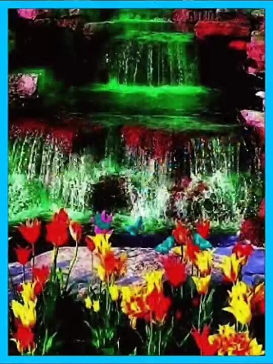Лучшее видео живых. Разноцветные цветы живые. Разноцветный водопад. Природа Живая движущаяся. Переливающиеся цвета в природе.
