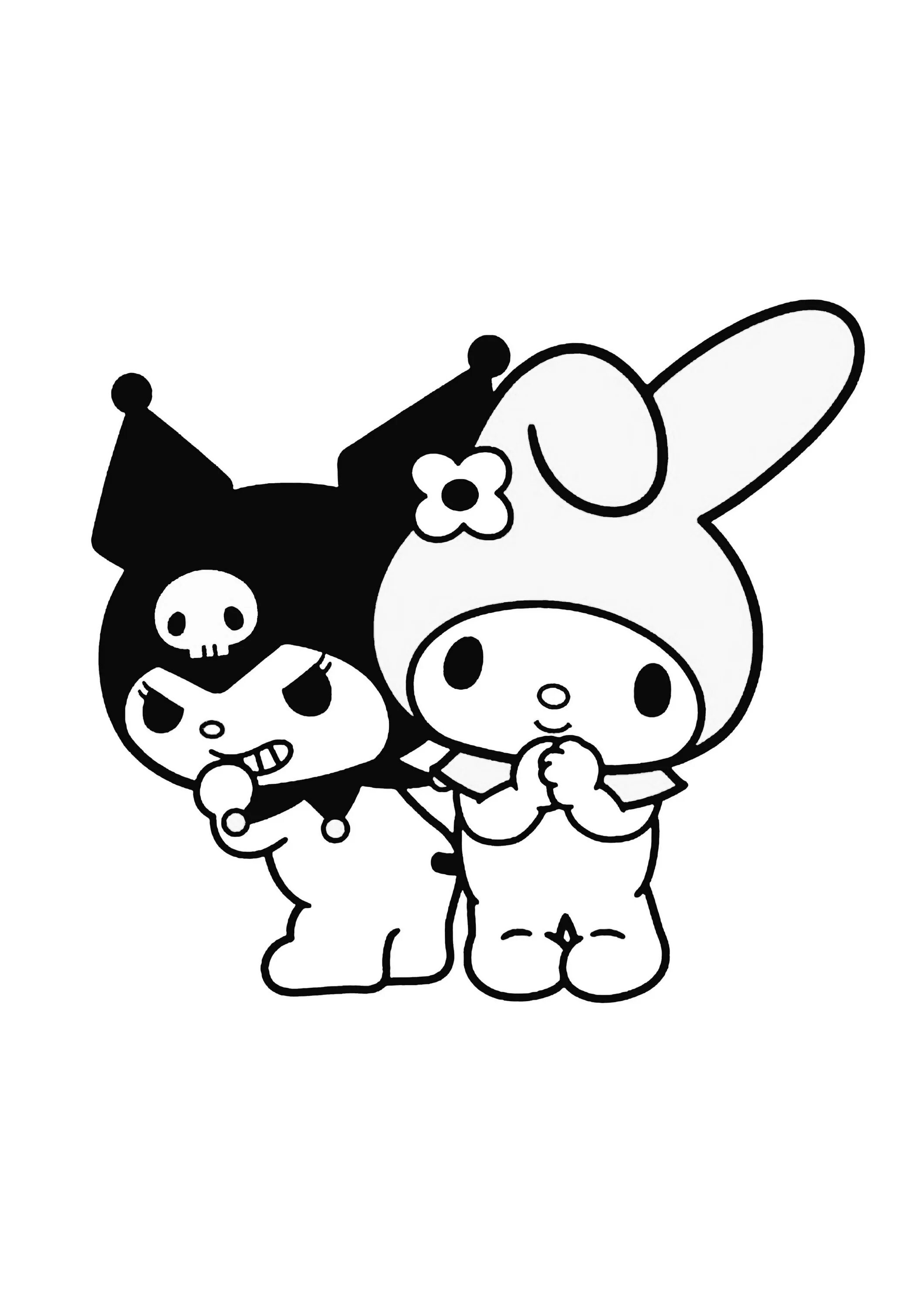 Kuromi раскраска. Маленькая Kuromi раскраска. Куроми раскраска мини. Kuromi and Melody раскраска