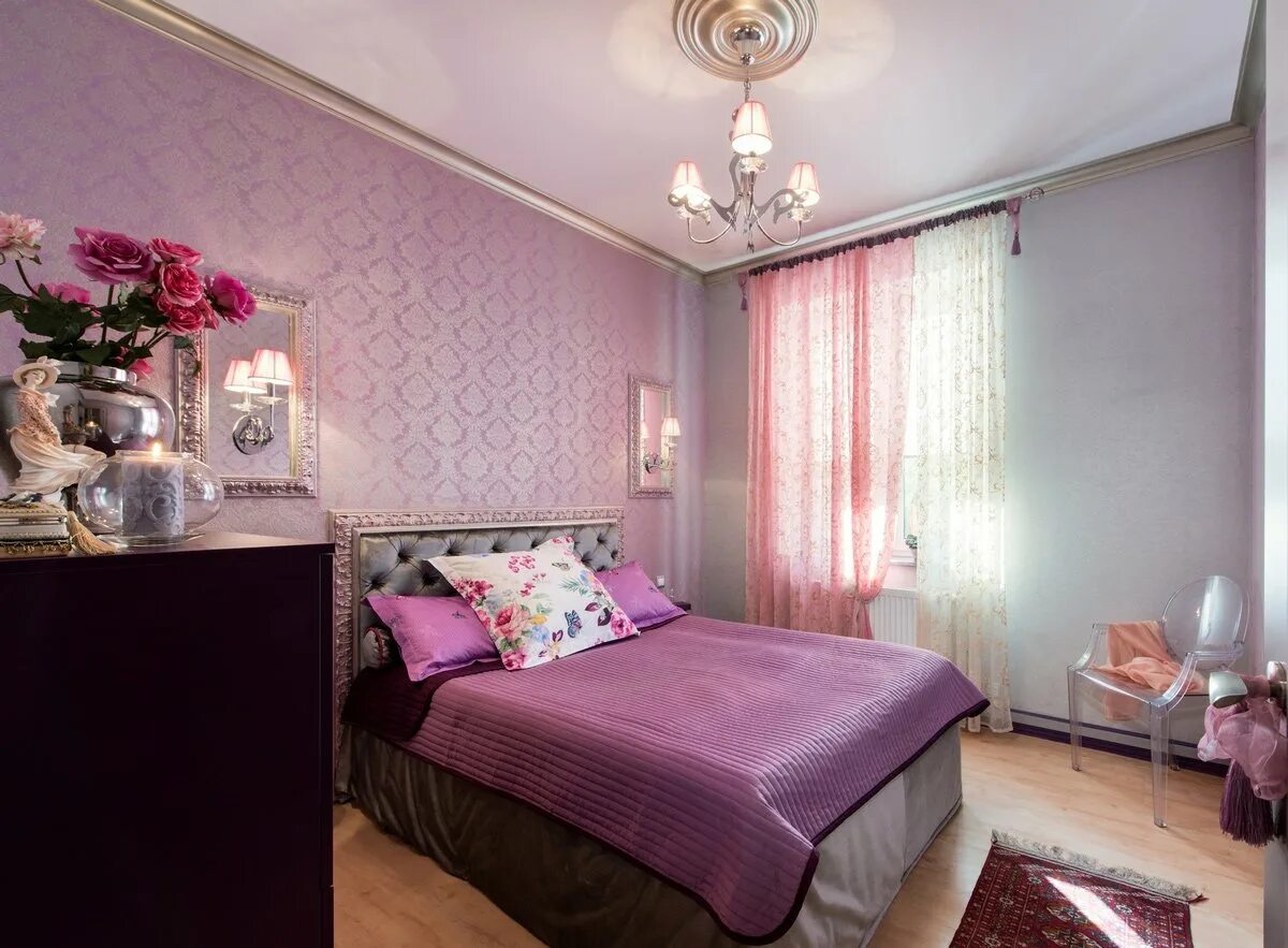 Спальня в розовых тонах. Спальня в фиолетовых тонах. Спальня в сиреневом цвете. Спальня в розовом цвете. Перекрашу квартиру в розовый