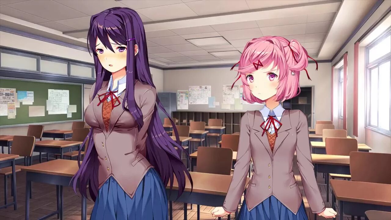 Доки доки е. Юри и нацуки. yuri ddlc горничная. нацуки доки доки скрины. доки доки 2 акт.