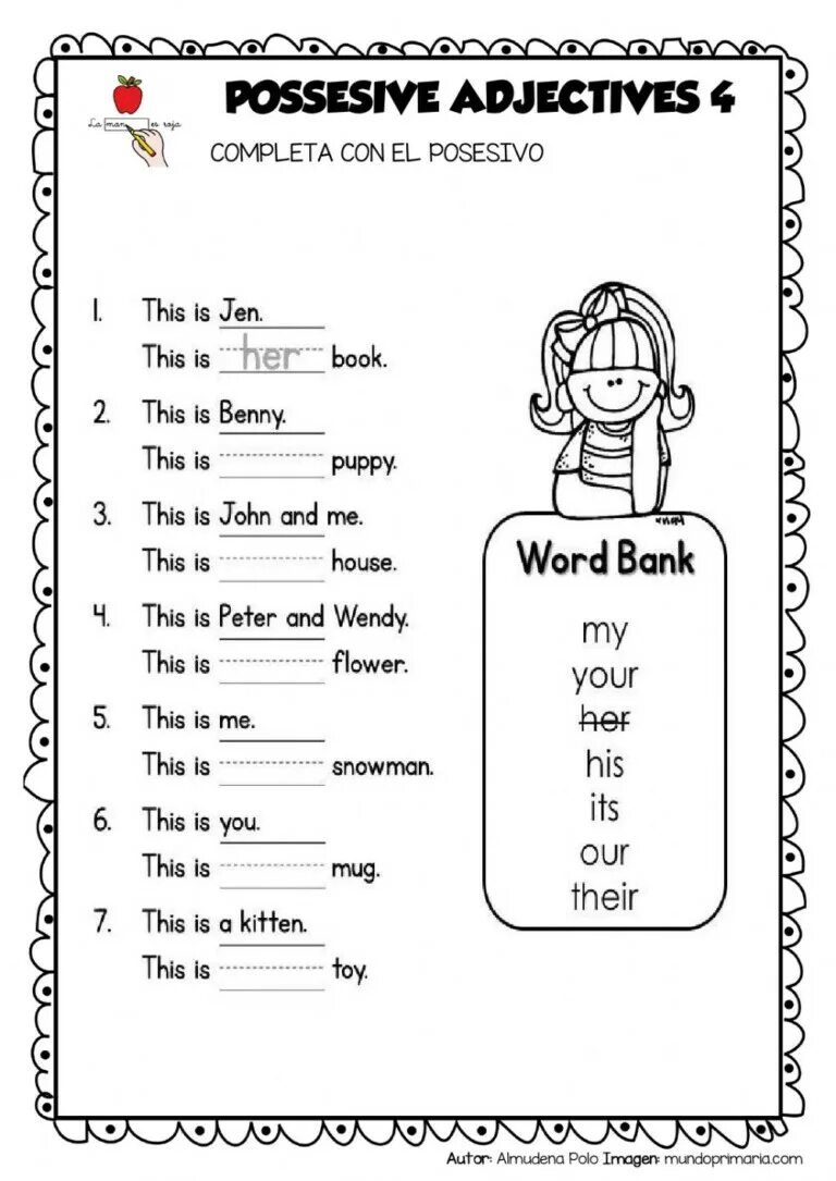 Possessive adjectives worksheet