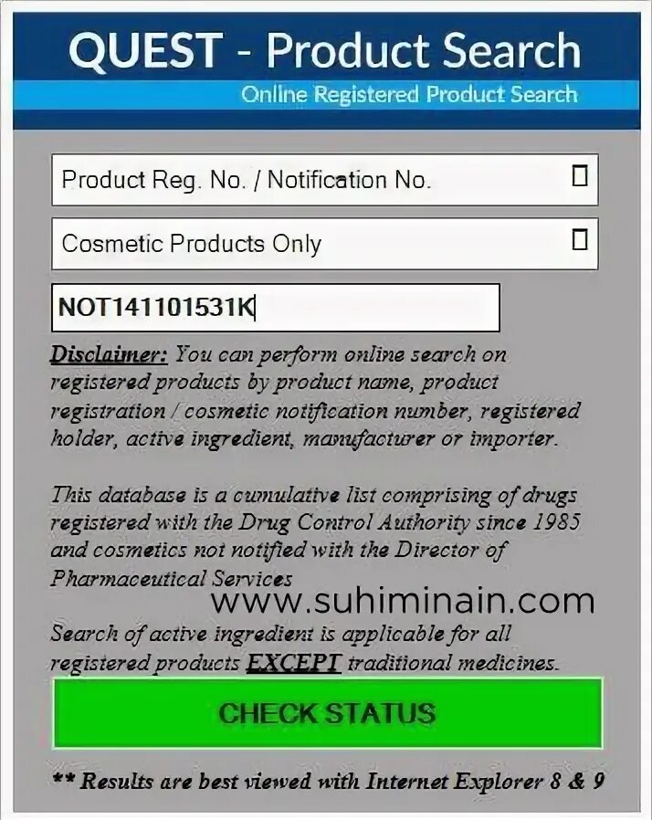 Registered with Notification. Product registration