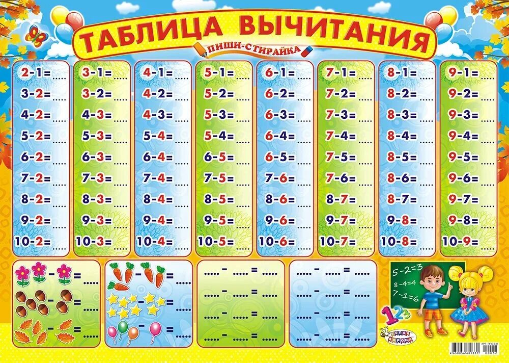 Таблица до 20 распечатать