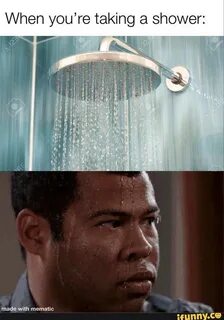 He is showering