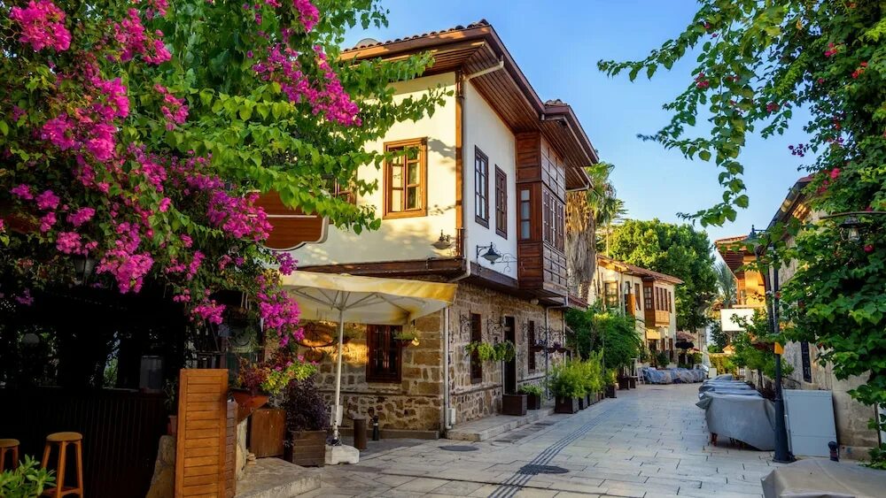Beautiful sunset, marina in old town Kaleici district, Antalya, Turkey Stock Pho