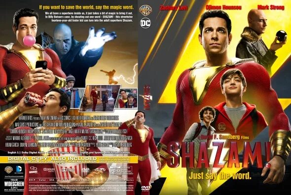 Песни зарубежных shazam. Шазам! 2019 DVD Cover. Шазам! (2019) Обложка. Диск с фильмом Шазам. Шазам 2 обложка.