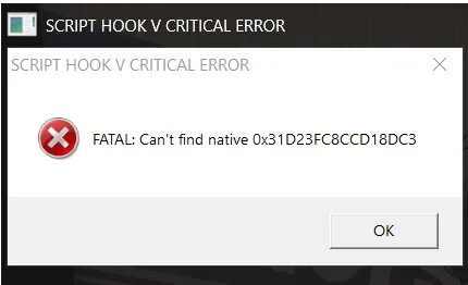 Ошибка script hook v critical error