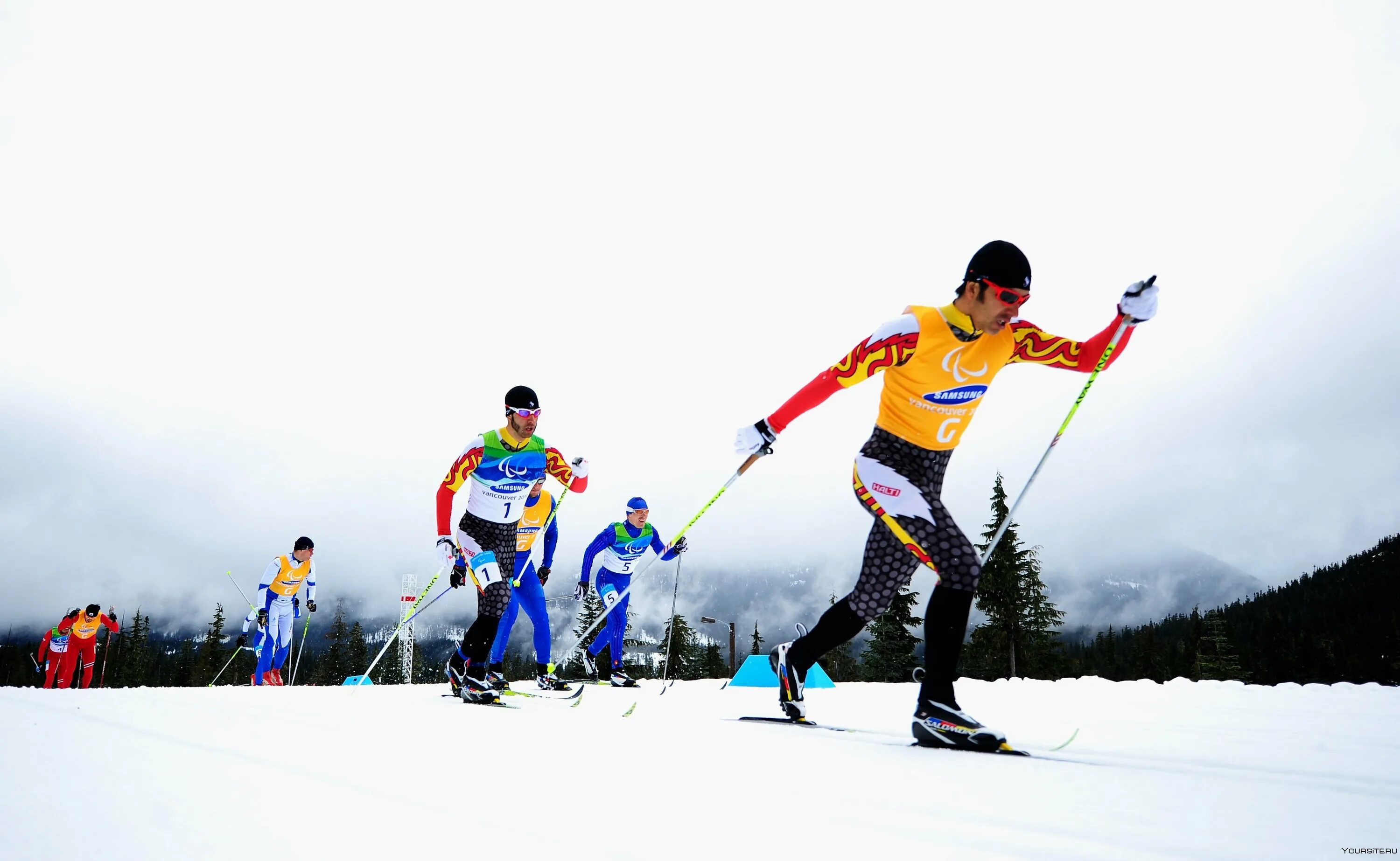 Лыжные гонки. Лыжи спорт. Лыжные соревнования. Лыжник.