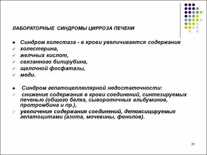 Цирроз печени основные синдромы