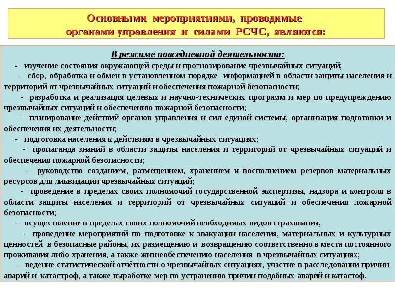 Основные мероприятия проводимые при ведении. Мероприятия проводимые органами управления и силами. Основные мероприятия РСЧС В режиме чрезвычайной ситуации. Основные мероприятия проводимые органами управления и силами РСЧС. Структура мероприятий, проводимых органами управления РСЧС.