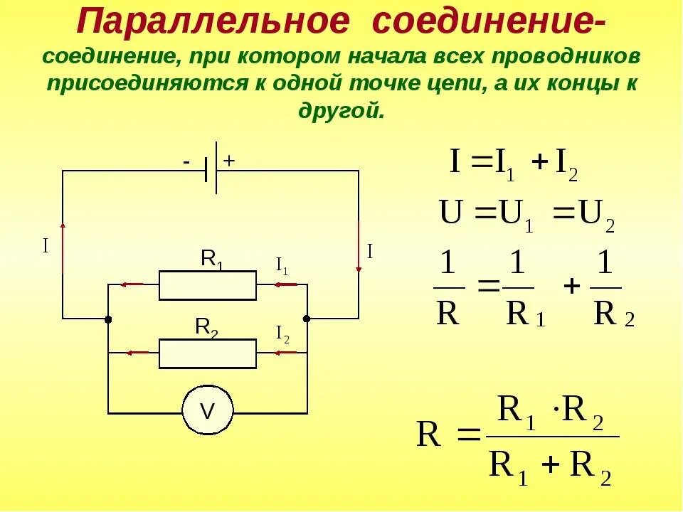 Какая сила тока при последовательном соединении. Параллельное соединение проводников. Напряжение при последовательном соединении проводников формула. Параллельное соединение проводников сопротивление формула. Формула сопротивления проводника при параллельном соединении.